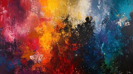Fototapeta premium Abstract Painting with Bold Colors and Texture