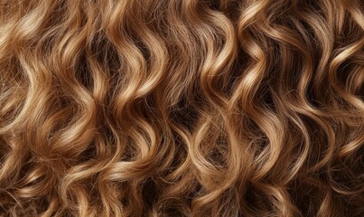 Naklejka premium Wavy brown hair, close up.