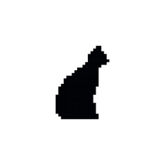 Fototapeta premium Pixelated cat silhouette. Black pixel cat icon