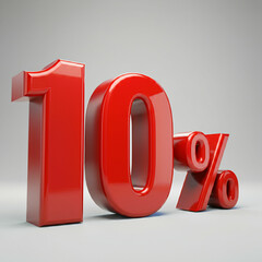 3d rendering of a red percent sign on white background