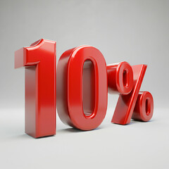3d rendering of a red percent sign on white background
