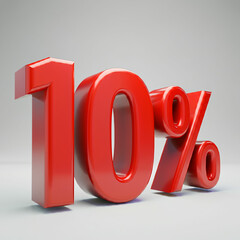 3d rendering of a red percent sign on white background