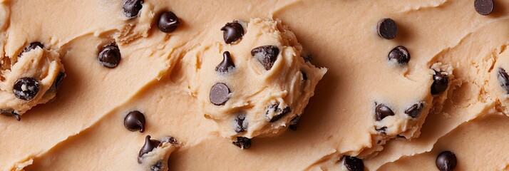 delicious close up of cookie dough with chocolate chips