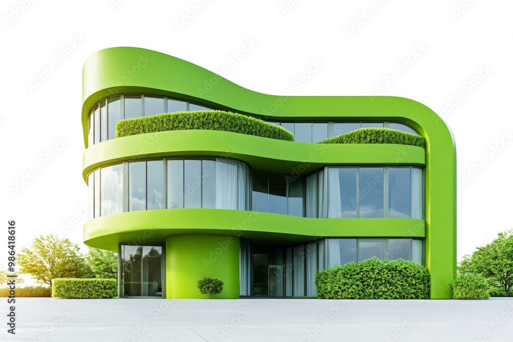 Poster insulated green building, energyefficient design, ecofriendly architecture,isolated on transparent b
