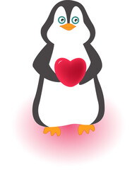 Penguin holding a hearth 