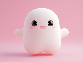 A charming and friendly 3D rendered ghost character