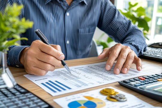 A business owner reviewing a cash conversion cycle report, with calculations for inventory days and receivables days