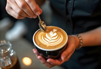 Person Creating Latte Art