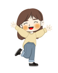 Cute girl smiling and waving her hand