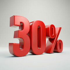 3d rendering of a red percent sign on white background