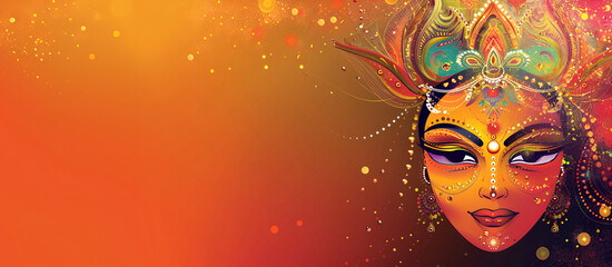 Artistic representation of Goddess Durga with vibrant colors for Navratri festival