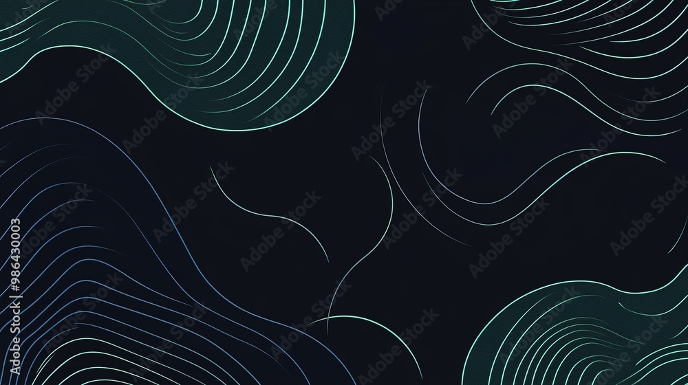 Poster colorful abstract wavy lines create a dynamic pattern against a dark background in a modern design s