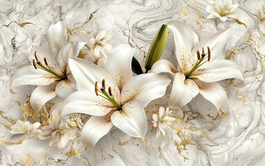 Serene cascading water feature adorned with lush white flowers in a tranquil garden setting