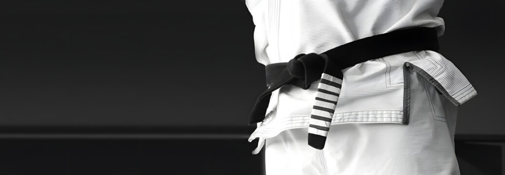 Brazilian Jiu jitsu black belt bjj web banner with copy space background	