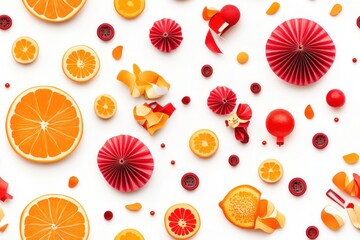 chinese new year decoration, seamless pattern of Chinese New year graphics elements