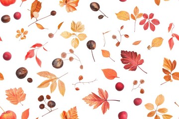 autumn leaves seamless pattern of fall graphics elements 