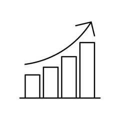 business graph with arrow linear graphics representing positive trend