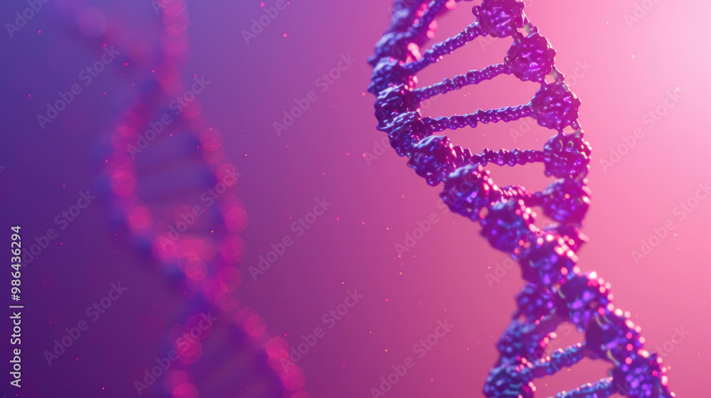 Aufkleber image showcases vibrant and intricate representation of DNA strands, highlighting their double helix structure against colorful background. This visual emphasizes complexity and beauty of genetic