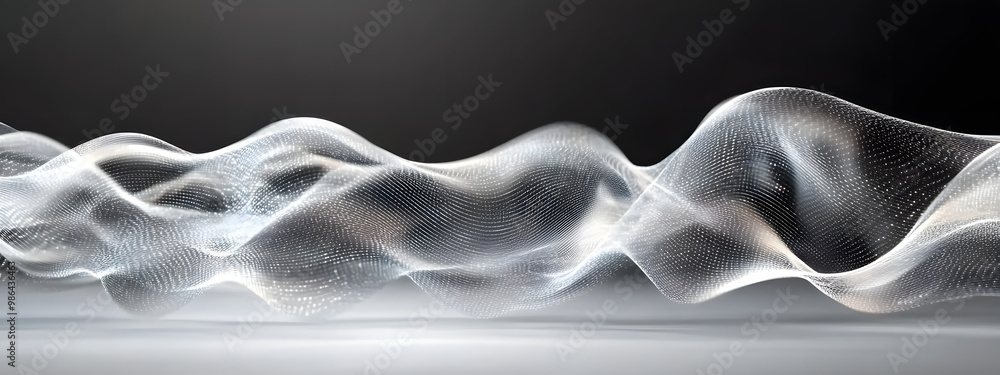 Poster abstract futuristic wave background with a blend of dark and white elements, generative ai