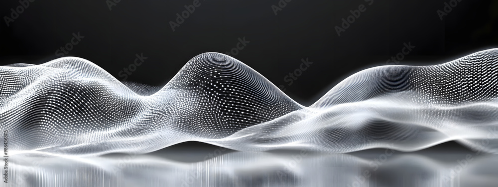 Poster abstract futuristic wave background with a blend of dark and white elements, generative ai
