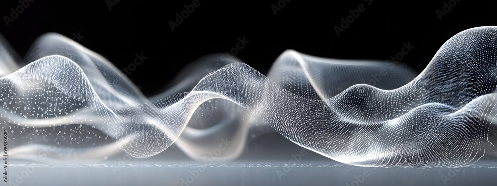 Poster abstract futuristic wave background with a blend of dark and white elements, generative ai