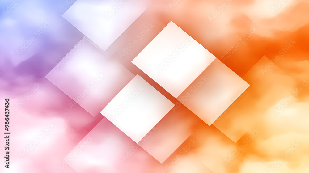 Poster abstract geometric shapes blend softly in a colorful gradient background during a vibrant early even