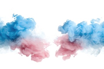 Fototapeta premium Blue and pink smoke isolated on a white background.