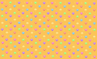 pattern, fabric, seamless pattern with seashell, yellow background, yellow, yellow background with shellfish and bubbles, shellfish, shell, sea, colorful, wallpaper, fabric, card, wrapping, bubble