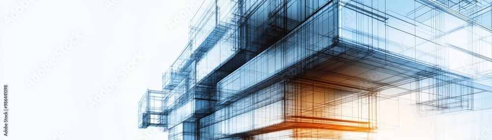 Poster abstract architecture blueprint building design sketch