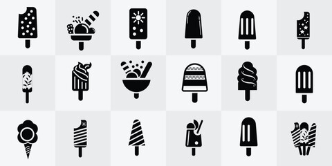 ice-cream silhouette vector illustration collection