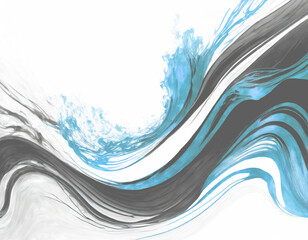 青色と黒の流動体の模様。AI生成画像。