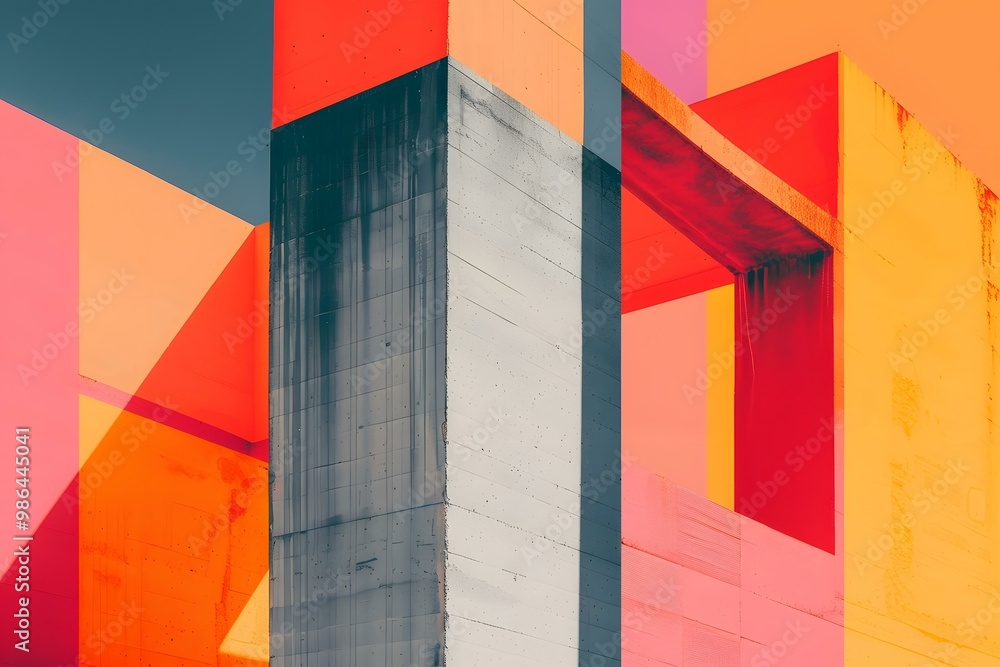 Poster geometric abstract architecture with colorful walls