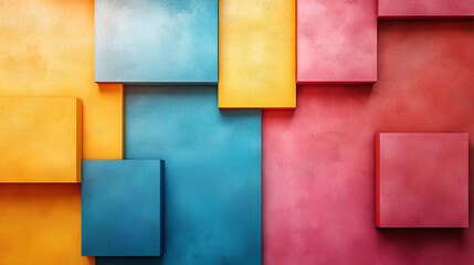 Fototapeta premium Abstract Geometric Shapes in Yellow, Blue, and Pink