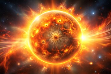 Obraz premium Fiery cosmic explosion in depths of space