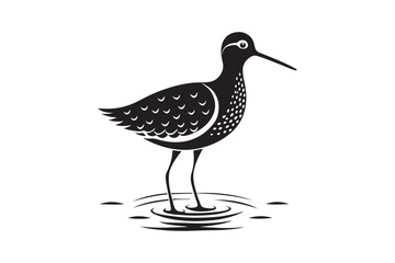 Sandpiper silhouette vector illustration, Sandpiper silhouette vector, Sandpiper silhouette PNG.