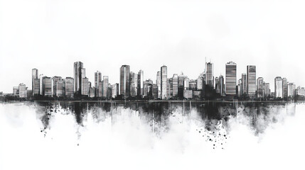 Fototapeta premium Uberlndia, Brazil, black and white pen pencil hand-drawn effect drawing illustration for travel poster, card, wallpaper, backdrop or banner. Modern, clear, artistic and simple