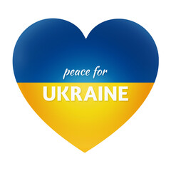 Heart in the Ukrainian flag colors logo on transparent background. Peace for Ukraine World Peace Day