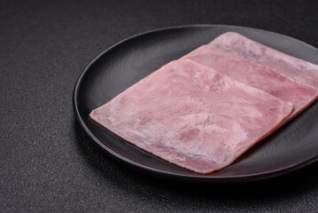 Ham cut into square slices for making delicious nutritious sandwiches