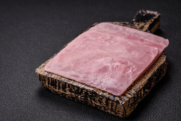 Ham cut into square slices for making delicious nutritious sandwiches