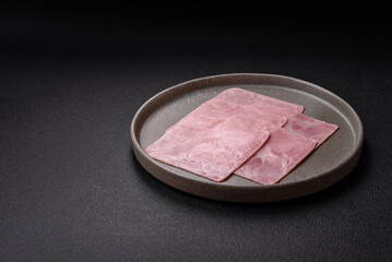 Ham cut into square slices for making delicious nutritious sandwiches