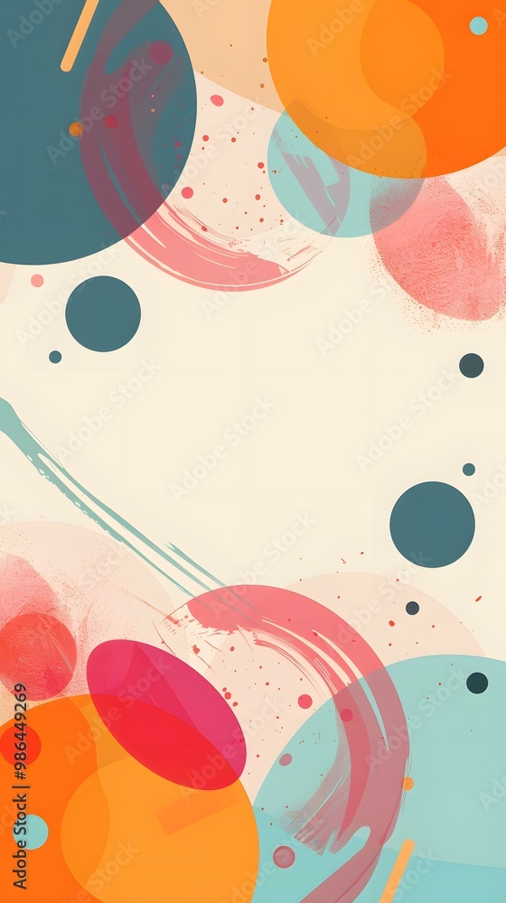 Poster abstract background with colorful circles and strokes
