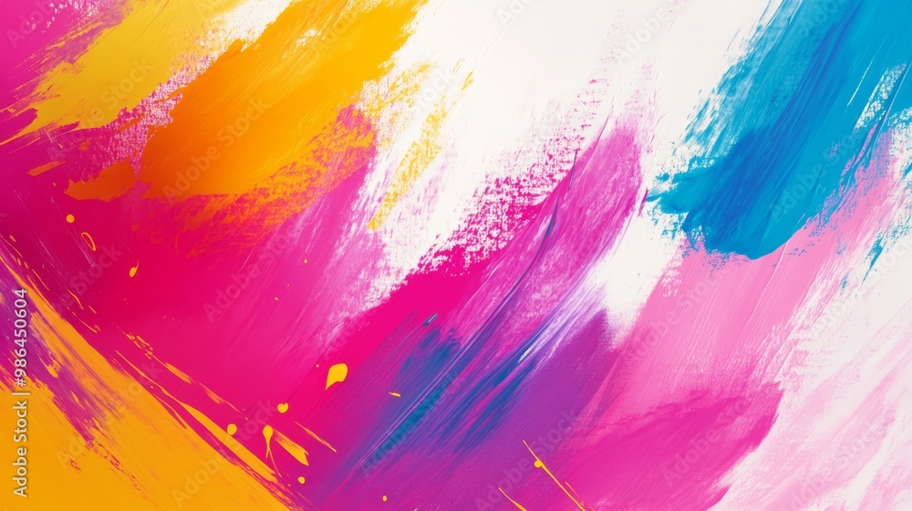 Poster abstract background with paint brush touch, bright and simple music concept generative ai