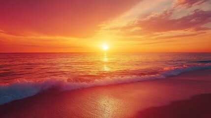 Peaceful Sunset on the Beach, Perfect for Summer Vacation Generative AI