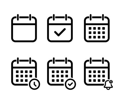 calendar planner icon set. reminder organizer event sign symbol isolated illustration.