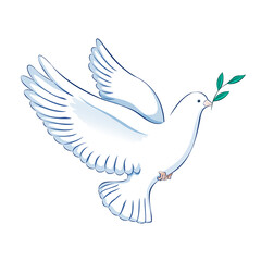 Dove of peace logo on a transparent background. Symbol of peace and freedom, anti war emblem