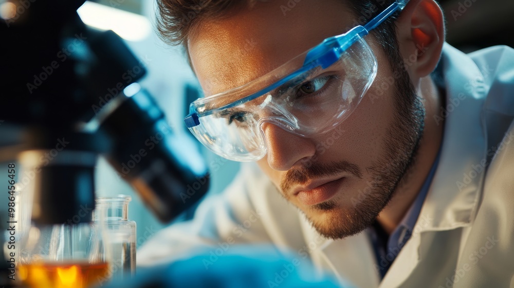 Aufkleber scientist in laboratory setting, research and development concept generative ai