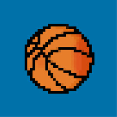 Obraz premium Pixelated basketball icon. Retro pixel icon basketball in vibrant colors