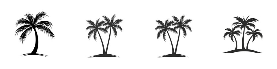 Obraz premium collection Set of Palm tree logo design vector, simple silhouette with black color on a transparent background cutout, PNG file. Mockup template