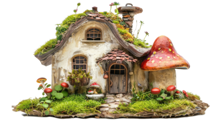 Old fairy house on transparent