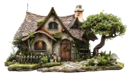 Old fairy house on transparent